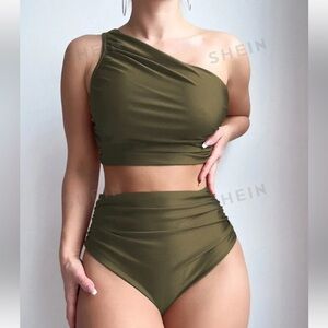 Stunning One Strap Green Bikini